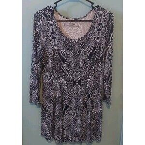 ! SOMA Live. Lounge. Wear. Black Soft Jersey Paisley Leisure Wear Tunic Sz M